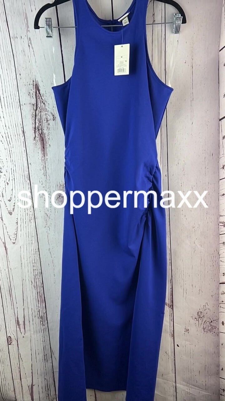 Women's Sleeveless Ponte Racerback Midi Dress - A New Day, Color-Blue, Size- M