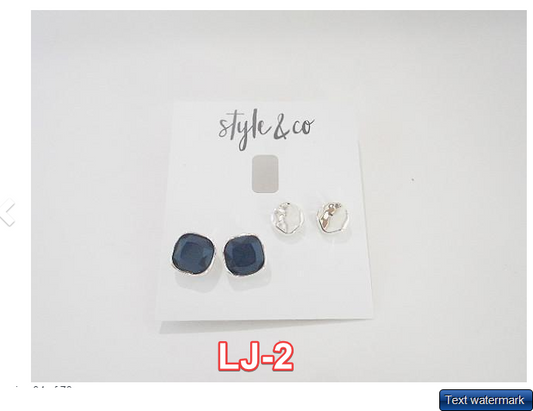 STYLE & CO 2-Pc. Set Colored Stone Square Stud Earrings Blue/Clear