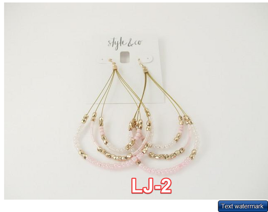 STYLE & CO Pink and Gold Big wire Chandelier Earrings 3 inches