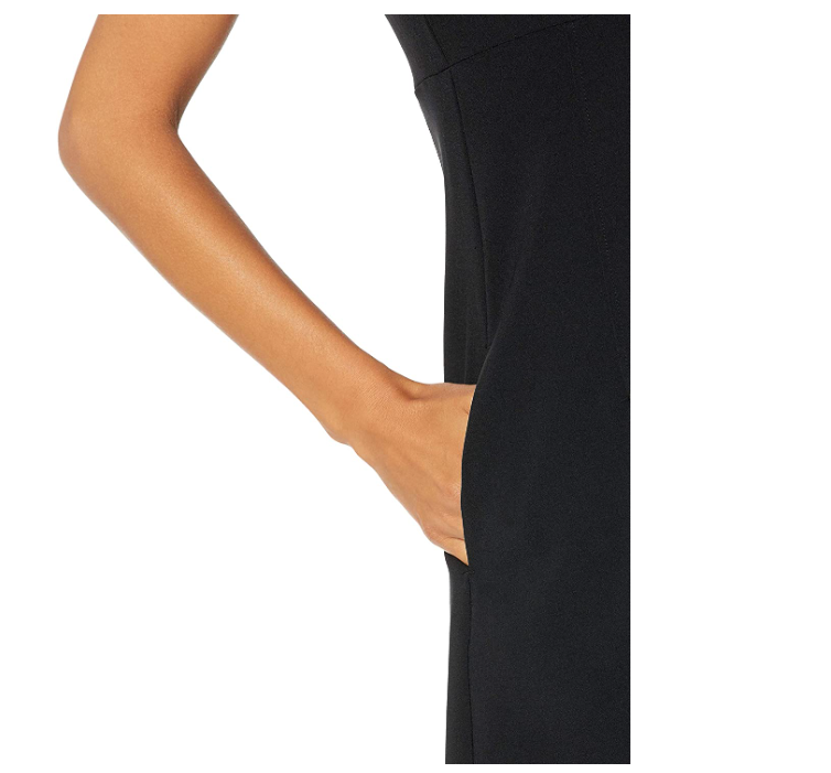 Lark & Ro Women's Fluid Stretch Twill Flutter Sleeve Square Neck Fit Flare Dress