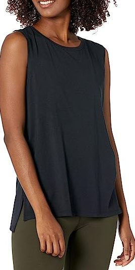 Amazon Essentials Women's Soft Cotton Standard-Fit Full-Coverage Sleeveless Yoga