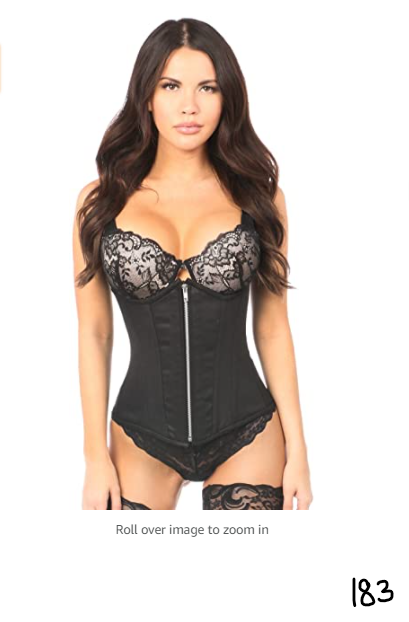 Daisy corsets Top Drawer Black Cotton Steel Boned Underbust Corset w/Zipper 6X