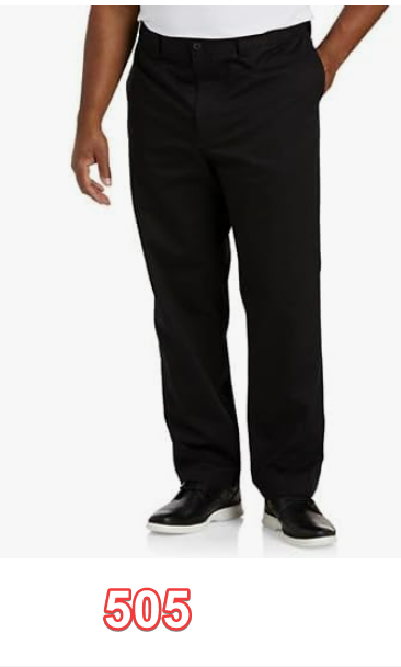Essentials Men's Flat-Front Chino Pants Black 48WX34L