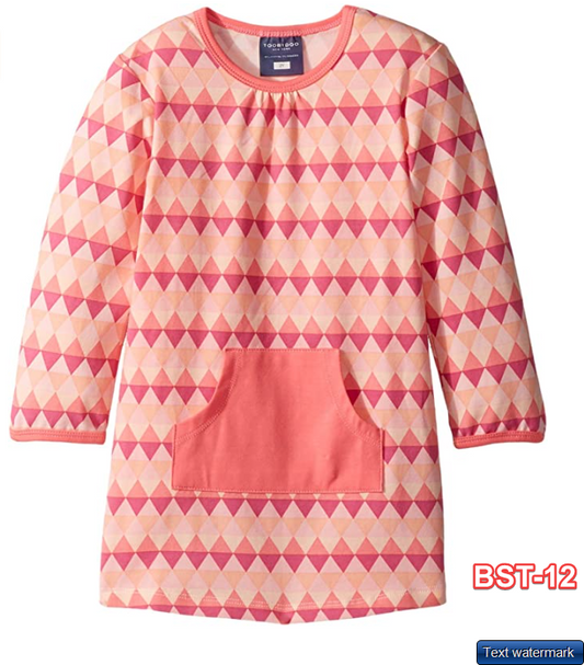 Toobydoo Baby Girl's Geo Pink Pocket Dress (Infant/Toddler) with Panties 3-6M