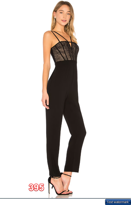 BCBGMAXAZRIA Patrycia Sleeveless Jumpsuit With Lace In Black 6