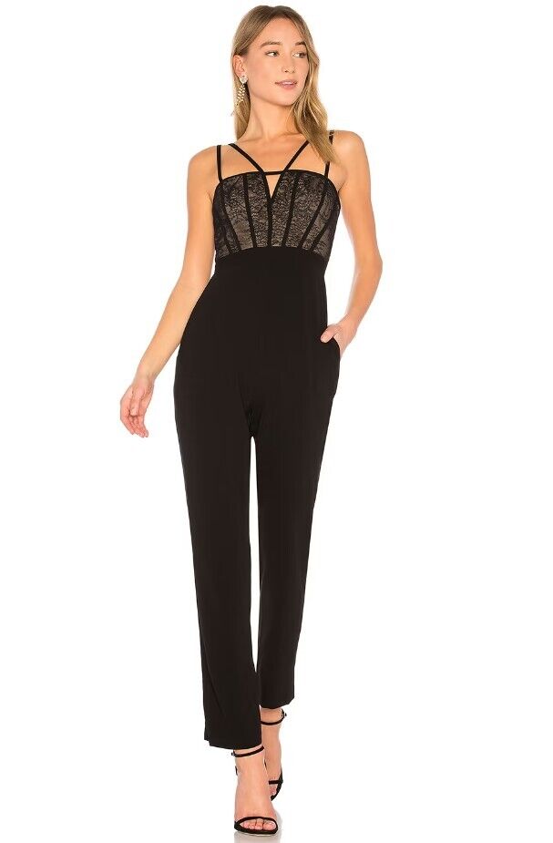 BCBGMAXAZRIA Patrycia Sleeveless Jumpsuit With Lace In Black 6