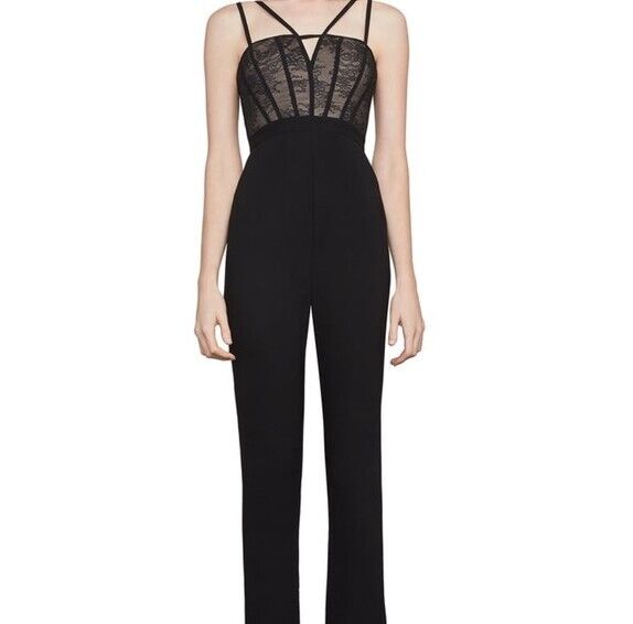 BCBGMAXAZRIA Patrycia Sleeveless Jumpsuit With Lace In Black 6