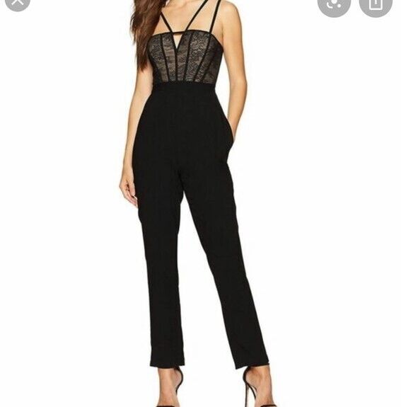 BCBGMAXAZRIA Patrycia Sleeveless Jumpsuit With Lace In Black 6