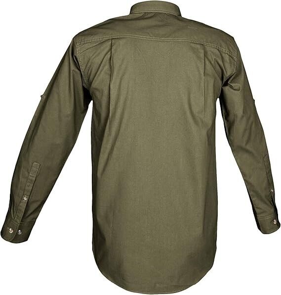 Tag Safari Trail Men's Shirt Long Sleeve, 100% Cotton Shirt for Hunters, Moss, L