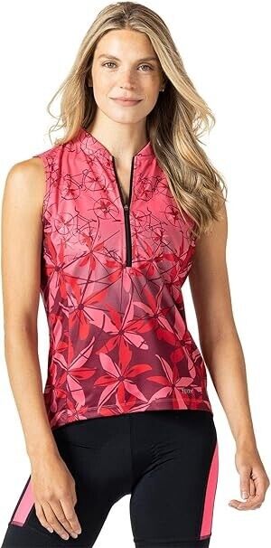 Terry Cycling Jersey Women Breakaway Mesh Sleeveless Bicycle Tank Top, 2X Size