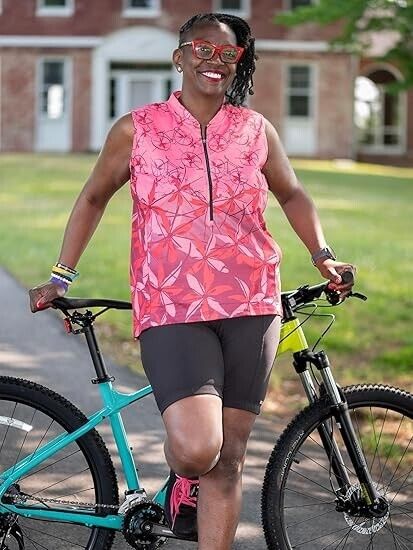Terry Cycling Jersey Women Breakaway Mesh Sleeveless Bicycle Tank Top, 2X Size