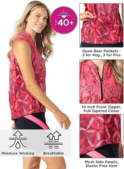 Terry Cycling Jersey Women Breakaway Mesh Sleeveless Bicycle Tank Top, 2X Size