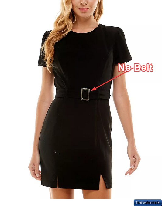 CITY STUDIOS Juniors' Puff-Shoulder Belted Dress Black SZ5