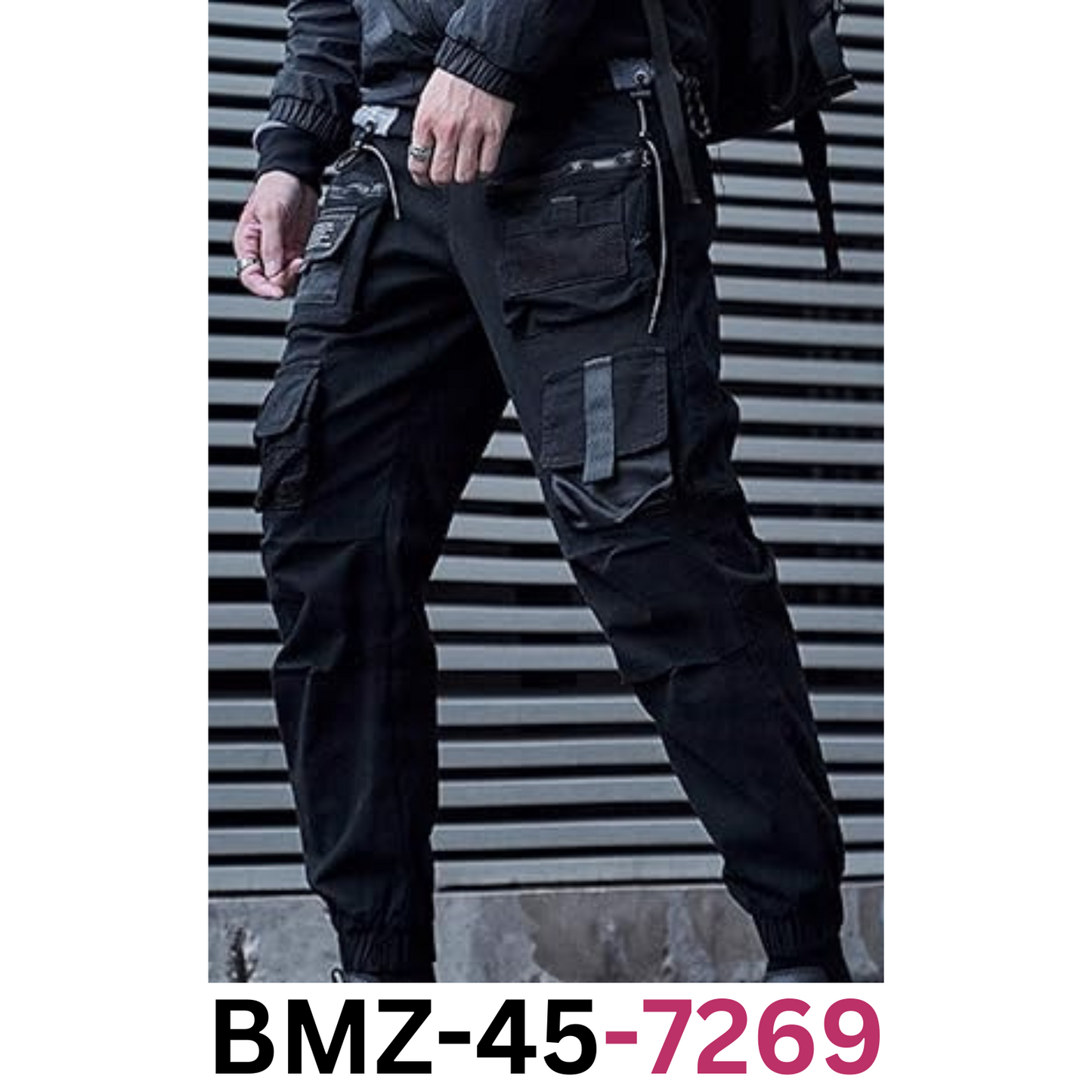 XYXIONGMAO Multi-Pocket Loose Overall Casual Functional Trouser Cargo Joggers, L