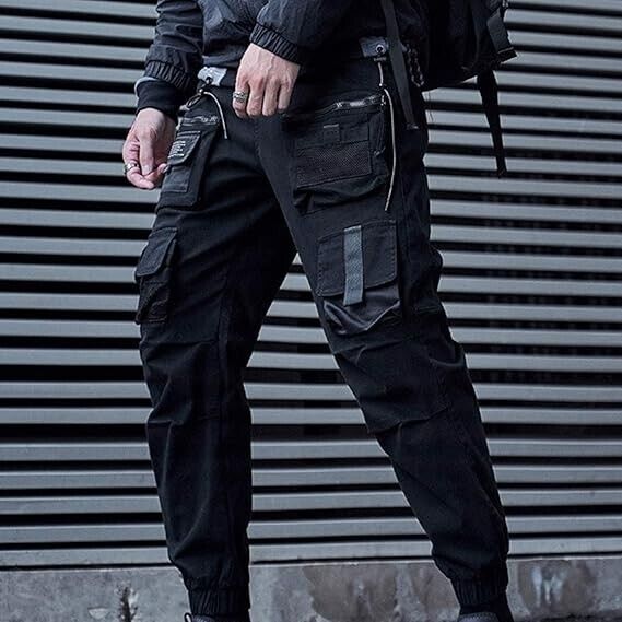 XYXIONGMAO Multi-Pocket Loose Overall Casual Functional Trouser Cargo Joggers, L