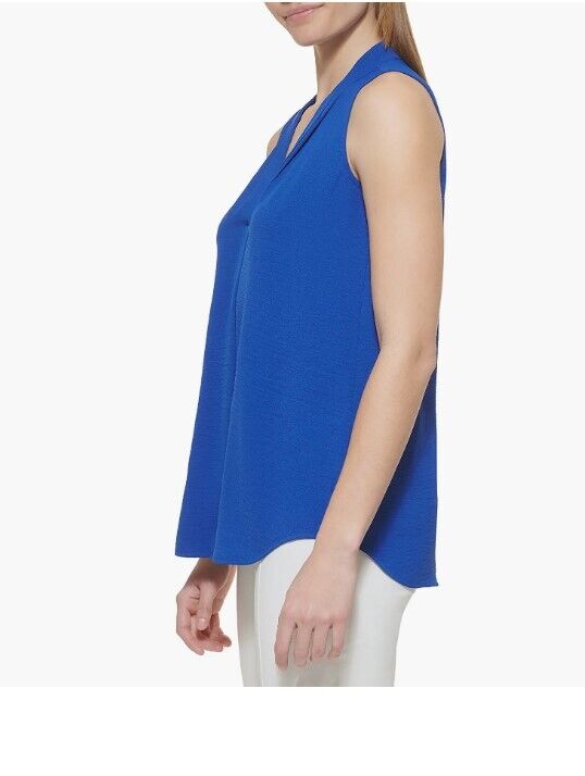 Calvin Klein Ck Women's Blouse V Neck Klein Blue Large