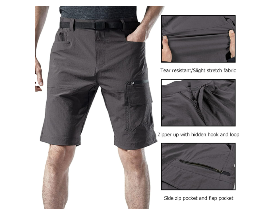 Vcansion Men's Outdoor Hiking Shorts Quick Dry Travel Cargo Shorts Tactical 36