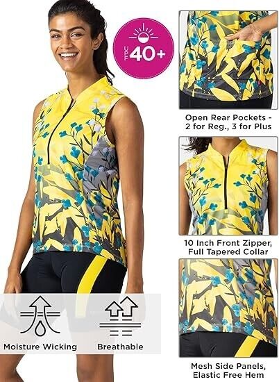 Terry Cycling Jersey Women's Breakaway Mesh Sleeveless Bicycle Tank Top, 2X