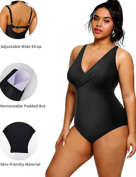 Yonique Plus Size Swimsuit One Piece Bathing Suits for Women Tummy Control Slim