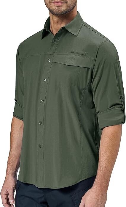 Alimens & Gentle Men's Long Sleeve Quick Dry UPF 50+ UV Sun Protection Shirts, M