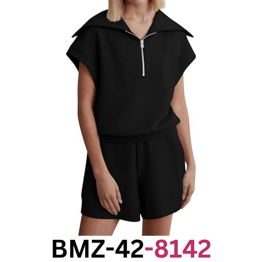Zwurew Workout Sets Women's 2 Piece Casual Summer Cap Sleeve Shirts & Shorts, XL
