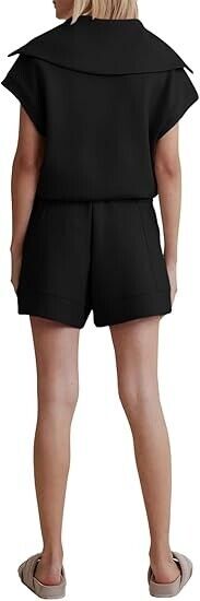 Zwurew Workout Sets Women's 2 Piece Casual Summer Cap Sleeve Shirts & Shorts, XL
