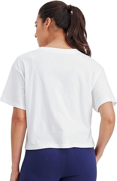 Champion Women's Cropped Graphic Tee, White-586414, Large