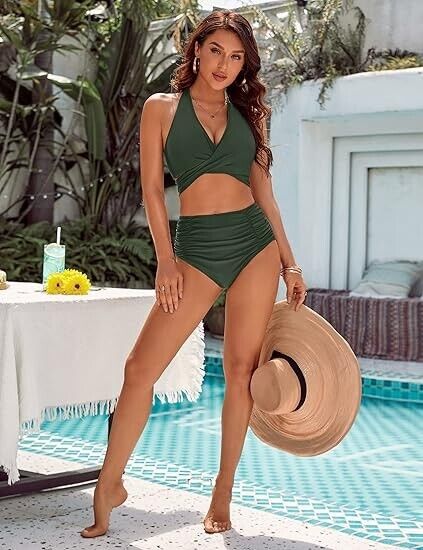 Blooming Jelly Women Tummy Control Bathing Suit Push Up High Waisted Bikiniset M