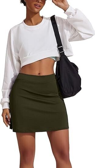 Ekouaer Women's Golf Tennis Skirt - Pockets High Waist Active Athletic Skort, M