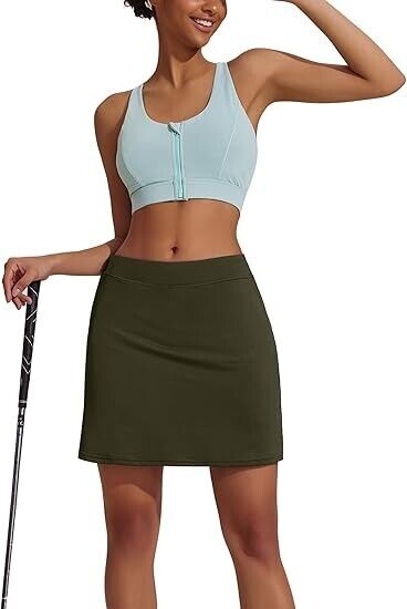 Ekouaer Women's Golf Tennis Skirt - Pockets High Waist Active Athletic Skort, M