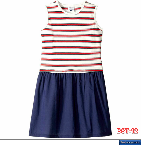 $159 ToobyDoo Toddler Girls Red White Blue Striped Sleeveless Tank Dress Sz 10Y