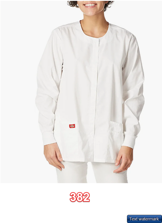 Dickies EDS Signature Women Warm Up Scrubs Jacket Snap Front 86306 White Large