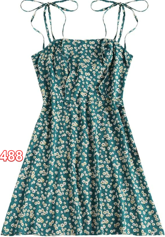 ZAFUL Womens Sleeveless Tie Shoulder Dresses Ruffle Floral Strappy Casual Mini L