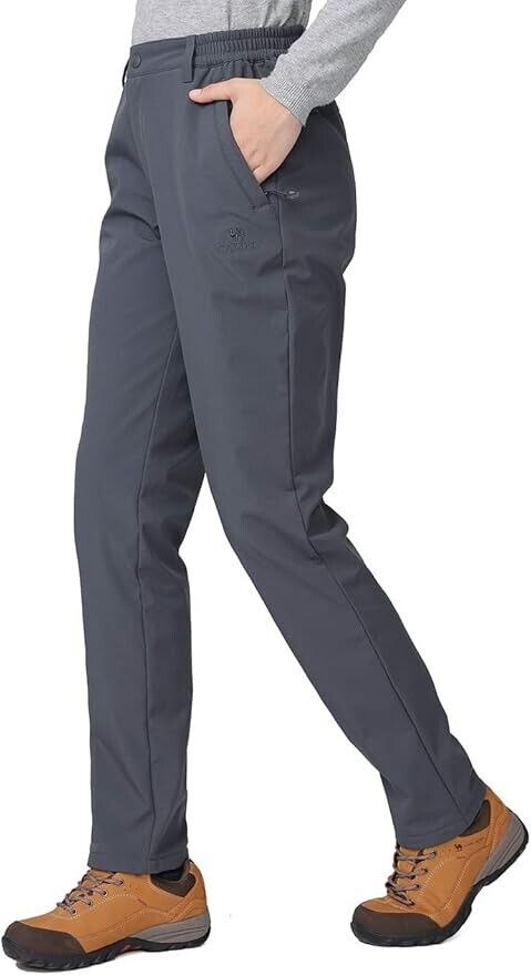 CAMELSPORTS Women Winter Outdoor Waterproof Fleece Lined Warm Ski Pants Gray XXL