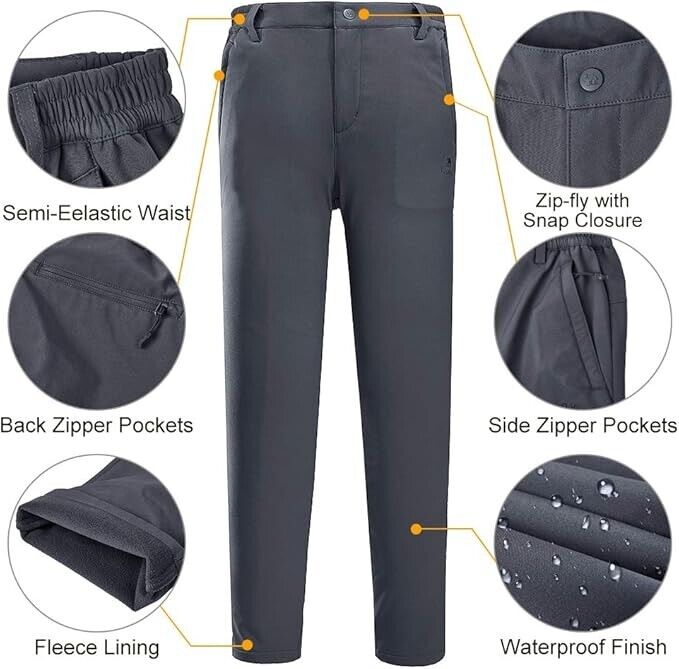 CAMELSPORTS Women Winter Outdoor Waterproof Fleece Lined Warm Ski Pants Gray XXL