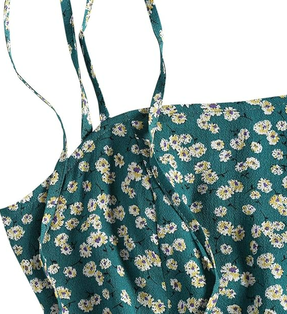 ZAFUL Womens Sleeveless Tie Shoulder Dresses Ruffle Floral Strappy Casual Mini L