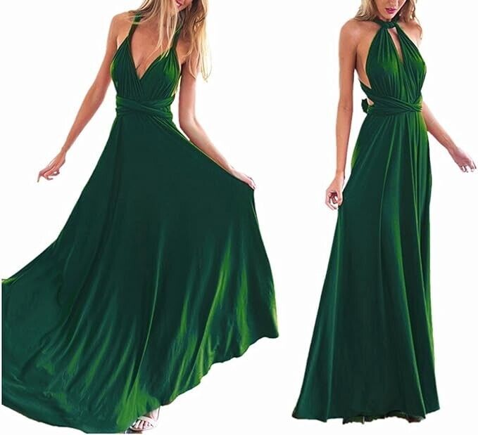 Women Transformer Evening Long Prom Dress Multi-Way Wrap Convertible Maxi Gown L