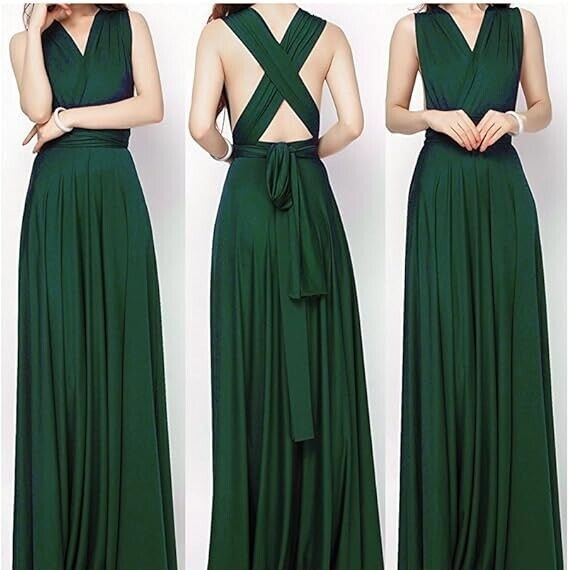 Women Transformer Evening Long Prom Dress Multi-Way Wrap Convertible Maxi Gown L