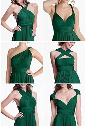 Women Transformer Evening Long Prom Dress Multi-Way Wrap Convertible Maxi Gown L