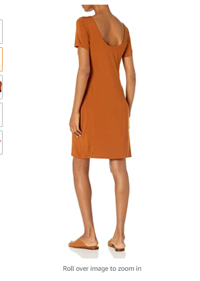 Daily Ritual Women's Jersey Standard-Fit Ballet-Back T-Shirt Dress Caramel Small
