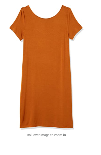Daily Ritual Women's Jersey Standard-Fit Ballet-Back T-Shirt Dress Caramel Small