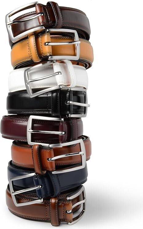 Carlo Fellini Belts- Men's Dress Belt- Hand Made 100% Full Grain Leather Belt, L