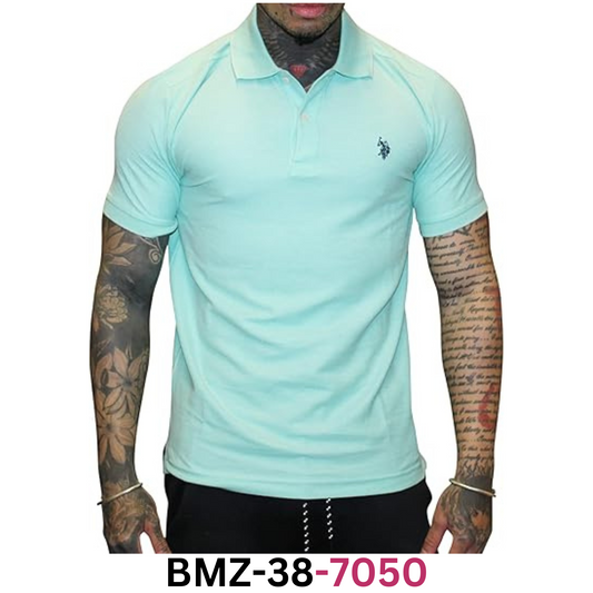U.S. Polo Assn. Ultimate Pique Polo Shirt, Jade Green Heather/Navy SM