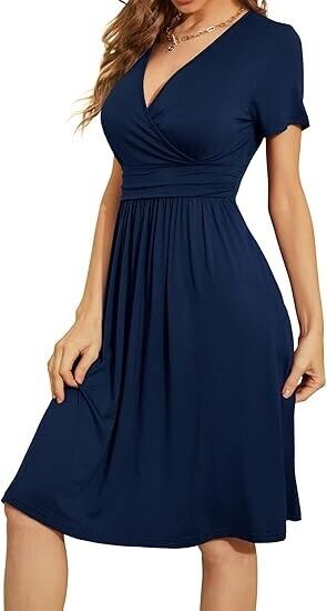 WEACZZY Womens Dresses Short Sleeve Casual Summer Dress V-Neck Party Dress, XXL
