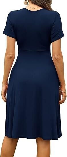 WEACZZY Womens Dresses Short Sleeve Casual Summer Dress V-Neck Party Dress, XXL