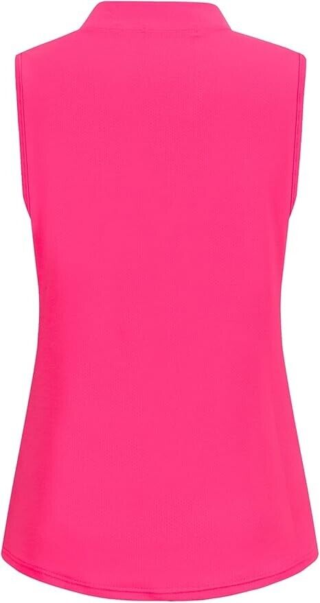 Women's Sleeveless Golf Polo Shirts Lightweight Tennis Sport Tops, Rose Red, S