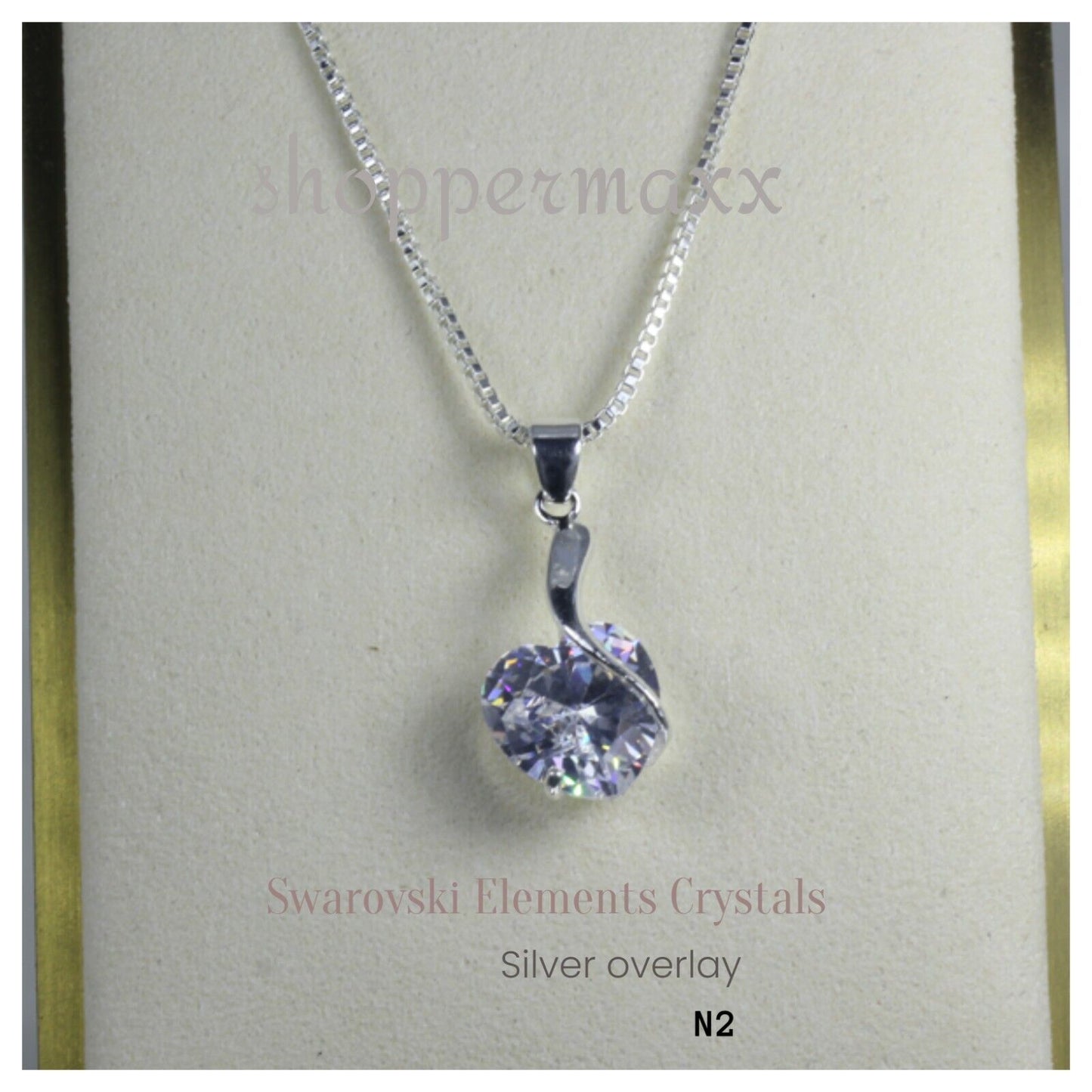 Swarovski Elements Heart's Embrace Necklaces Sterling Silver Overlay 20 " chain
