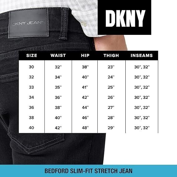 DKNY Men' Jeans Bedford Stretch Denim Slim Fit Jeans for Men Black Rinse 29W 30L