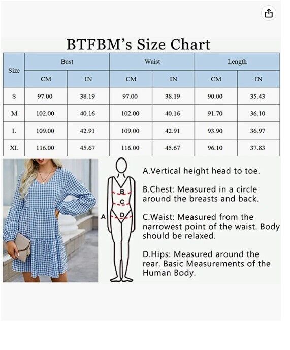 BTFBM Women V Neck Dress Loose Fit Tunic Dress Flowy Plaid Pleated Mini Dress S