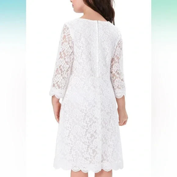 APRIL GIRL Flower Girl Dress, Lace Dress 3/4 Sleeve Dress Ivory 14-16 Years